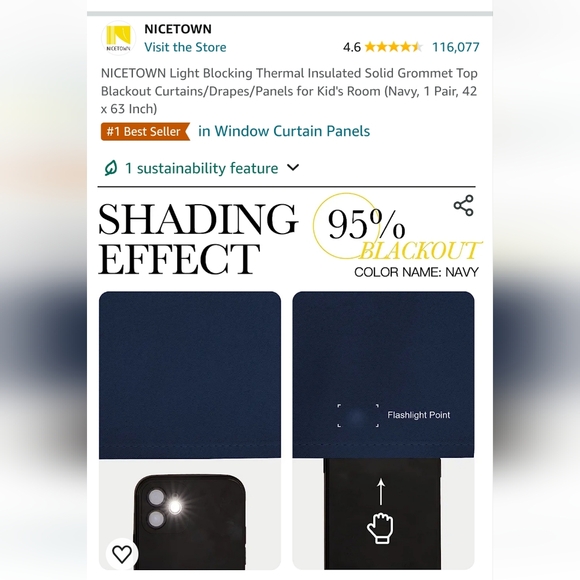 *set of 4 panels (2 pair)* EUC navy curtains, 42 x 63in - Picture 2 of 9